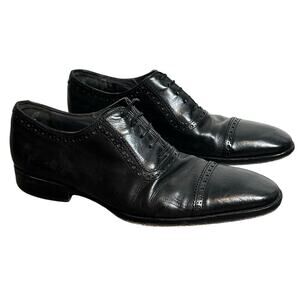 To Boot New York Brogued Cap Toe Oxford Leather Black Shoes Italy Size 8 Mens